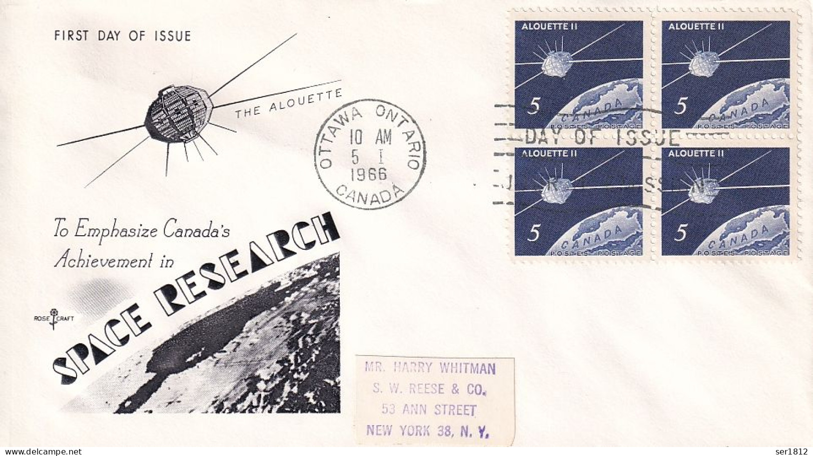 Canada 1966 Space Coevr FDC French Satellites - Brieven En Documenten