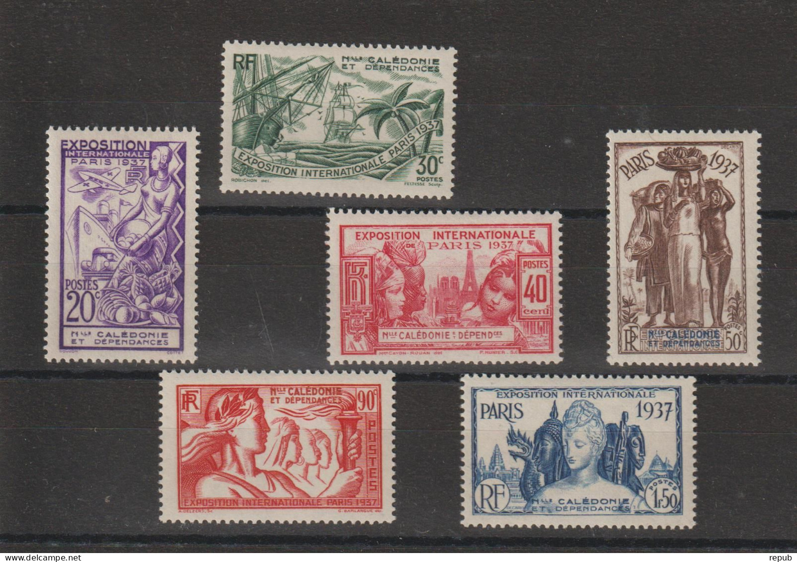 Nouvelle Calédonie 1937 Expo Paris 166-171, 6 Val * Charnière MH - Unused Stamps