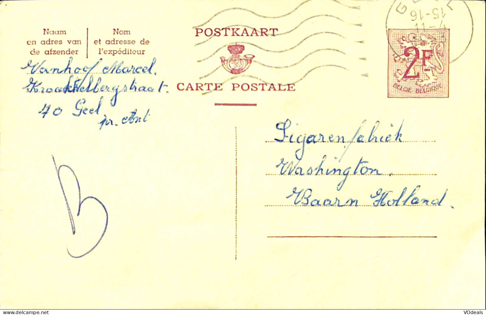 Belgique - Carte Postale - Entier Postal - 1963 - Geel - Baarn (Holland) - 2 Francs - Postkarten 1951-..