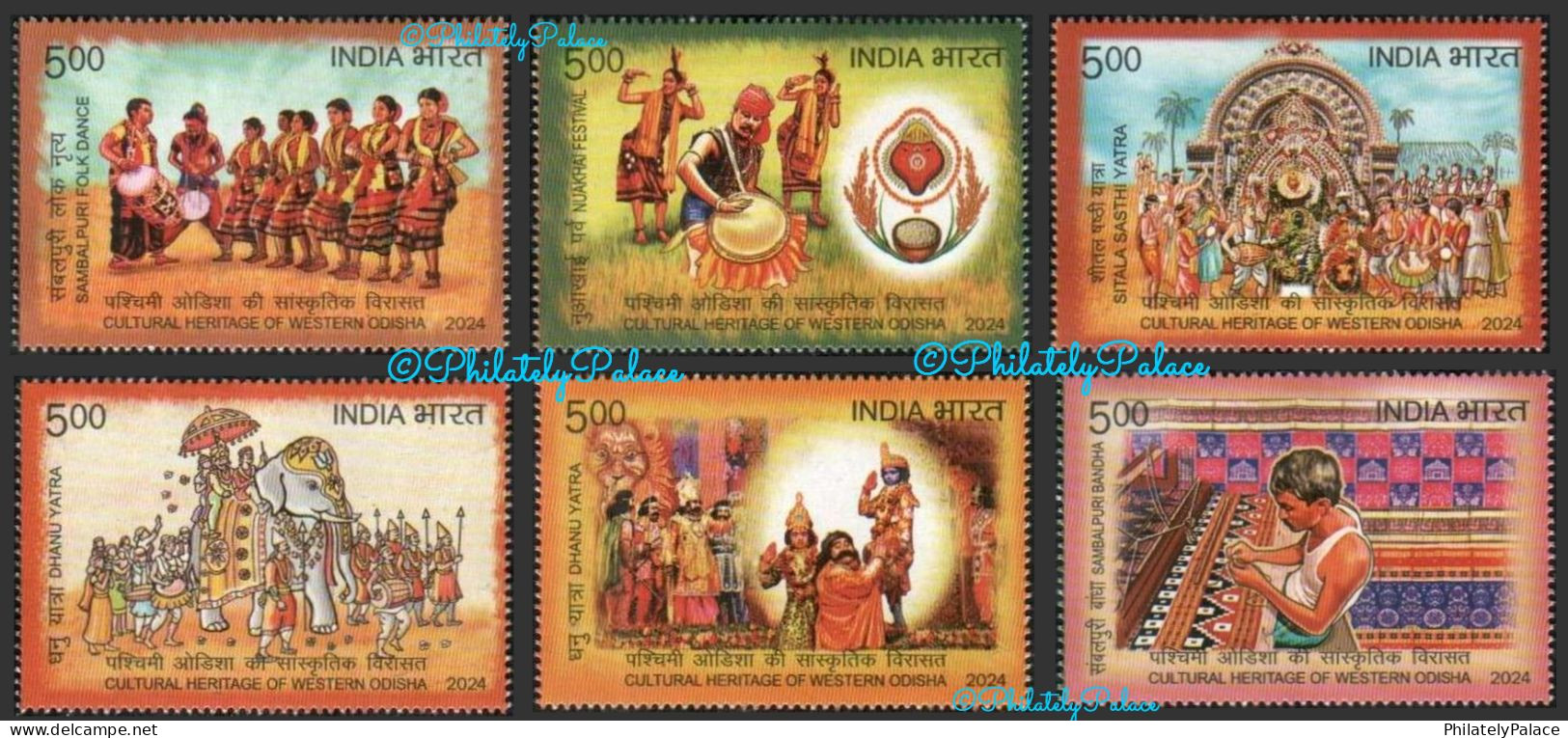 India New *** 2024 Cultural Heritage Of Western Odisha,Elephant,Music,Dance,Festival,Krishna,Set 6v MNH (**) Inde Indien - Ungebraucht