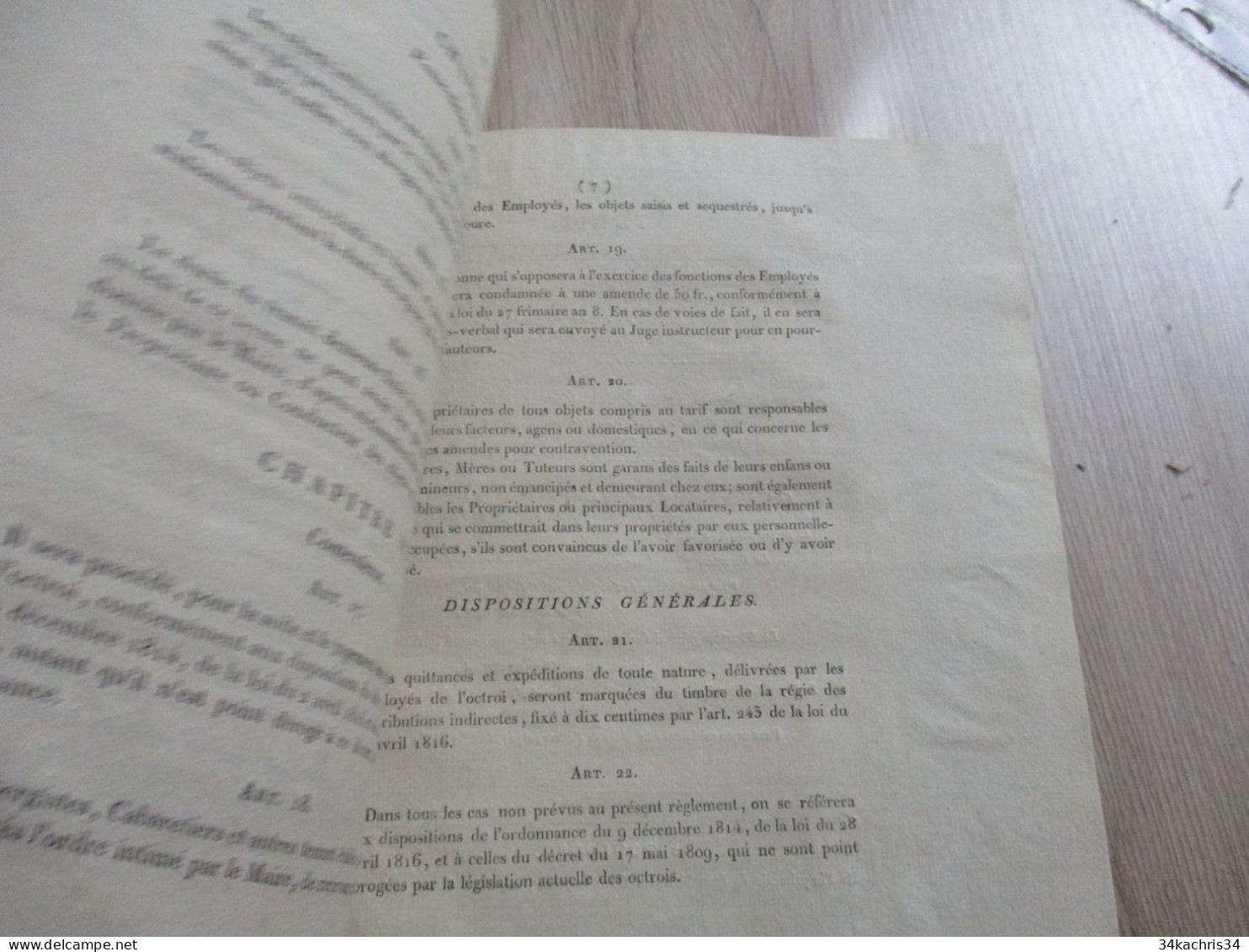 Ordonnance Du Roi Octroi De La Commune De Verdun Tarn Et Garonne 22/09/1819 Règlement - Decrees & Laws