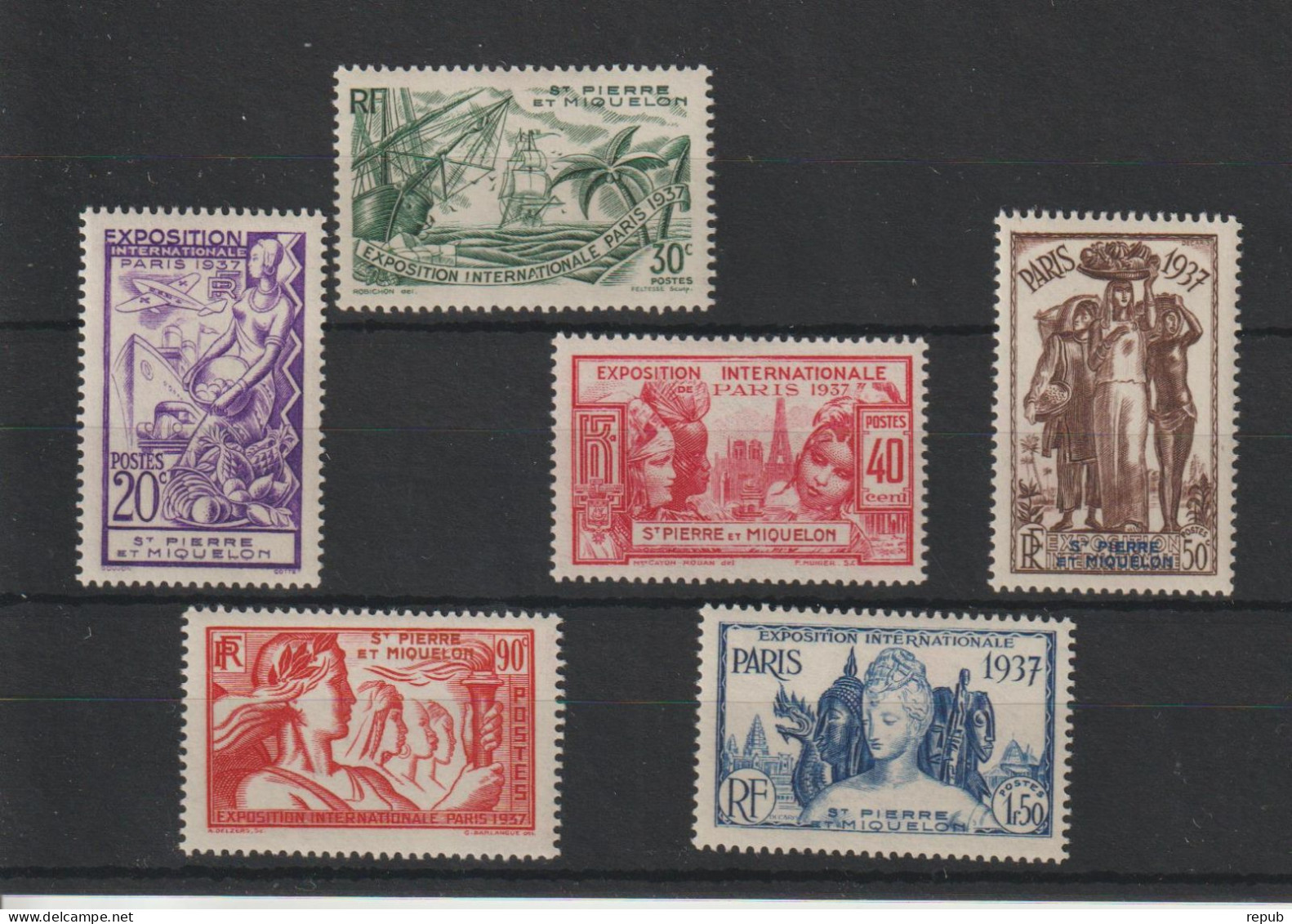 Saint Pierre Et Miquelon 1937 Expo Paris 160-165, 6 Val * Charnière MH - Unused Stamps