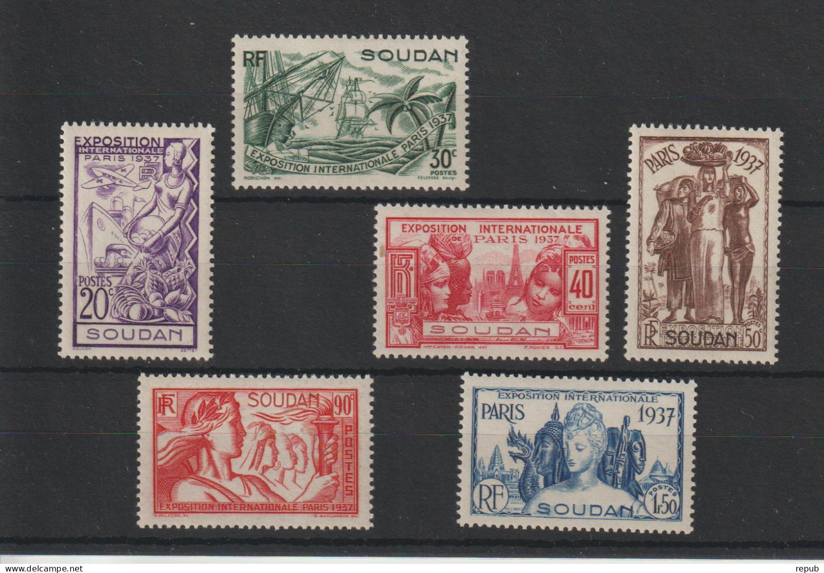 Soudan 1937 Expo Paris 93-98, 6 Val * Charnière MH - Unused Stamps