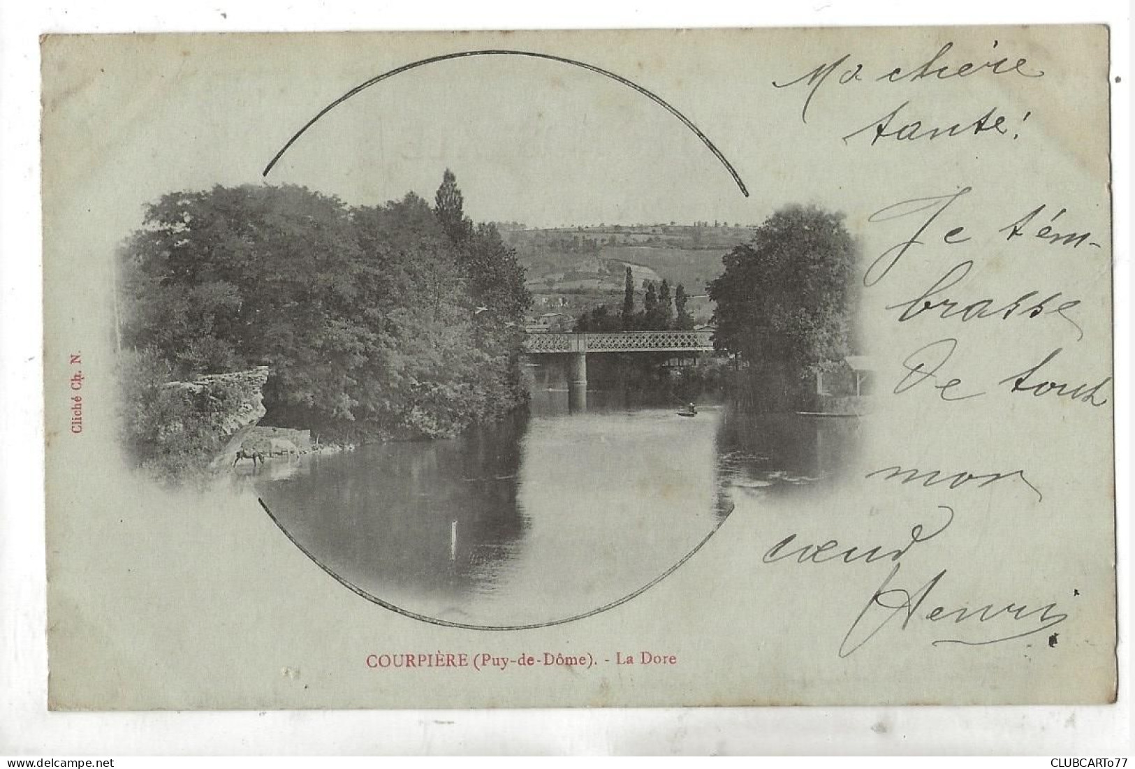 Courpière (63) : Le Pont En Fer Sur La Dore En 1902 (CP Pionnière) PF. - Courpiere