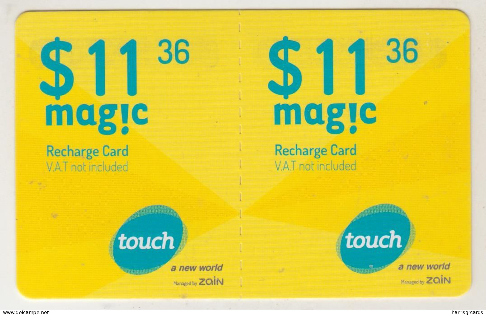 LEBANON - Magic (Half Size X2) , MTC Touch Recharge Card 11.36$, Exp.date 24/10/19, Used - Líbano