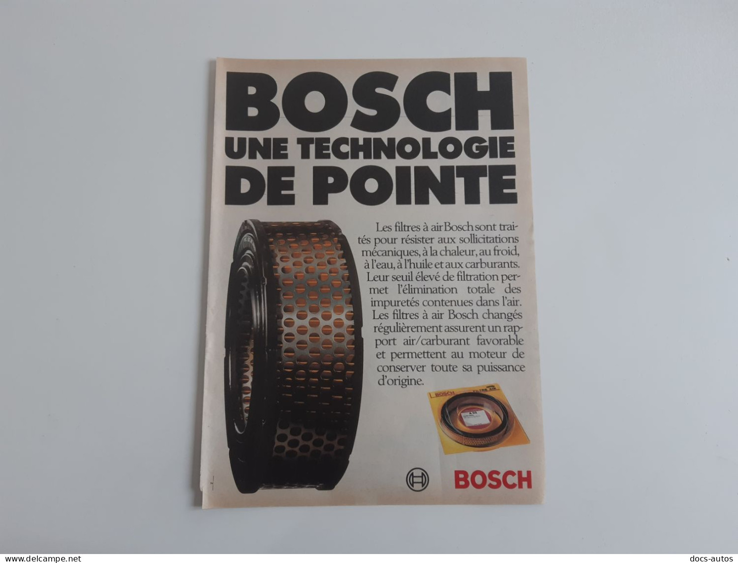 Filtre à Air Bosch - Publicité De Presse Automobile - Autres & Non Classés