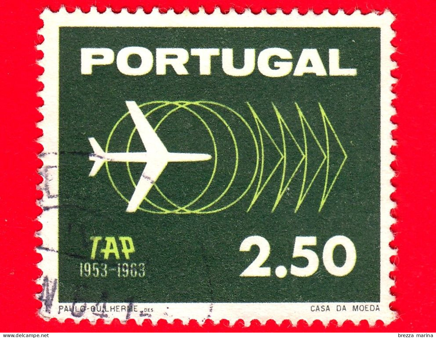 PORTOGALLO - Usato - 1963 - X Anniversario Del TAP - Aeroplano A Reazione - 2.50 - Usado