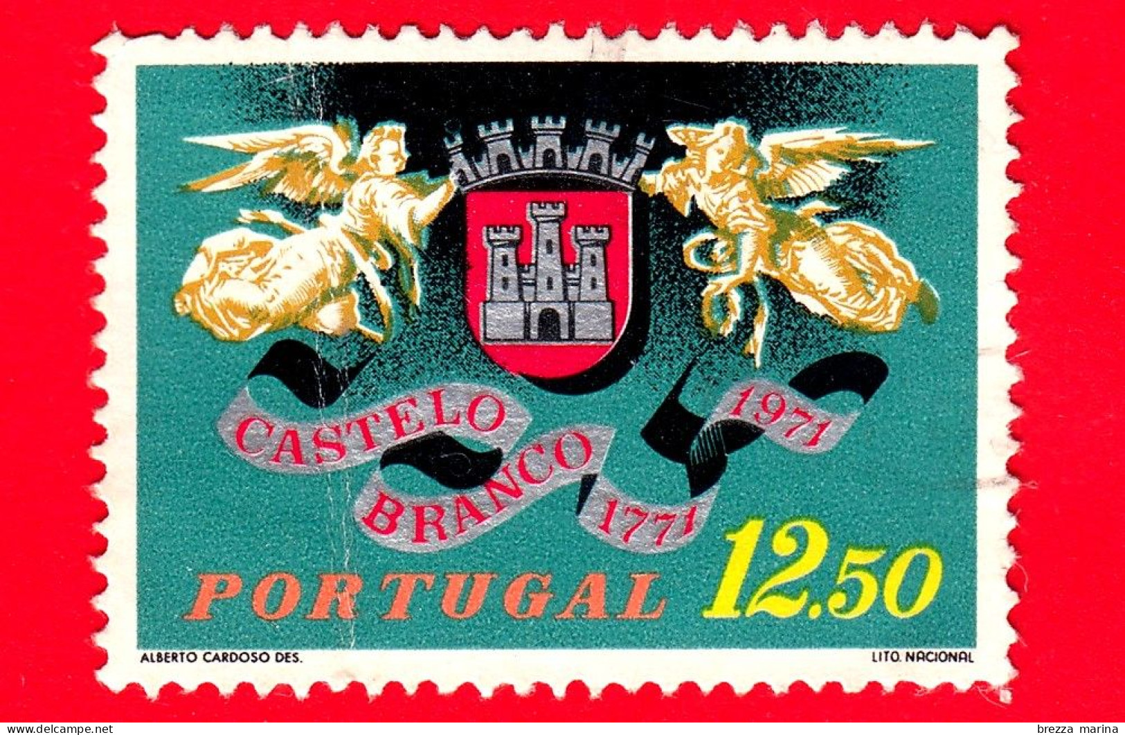 PORTOGALLO - Usato - 1971 - 2° Centenario Della Città Di Castelo Branco - Stemma Tra Due Angeli - 12.50 - Usati