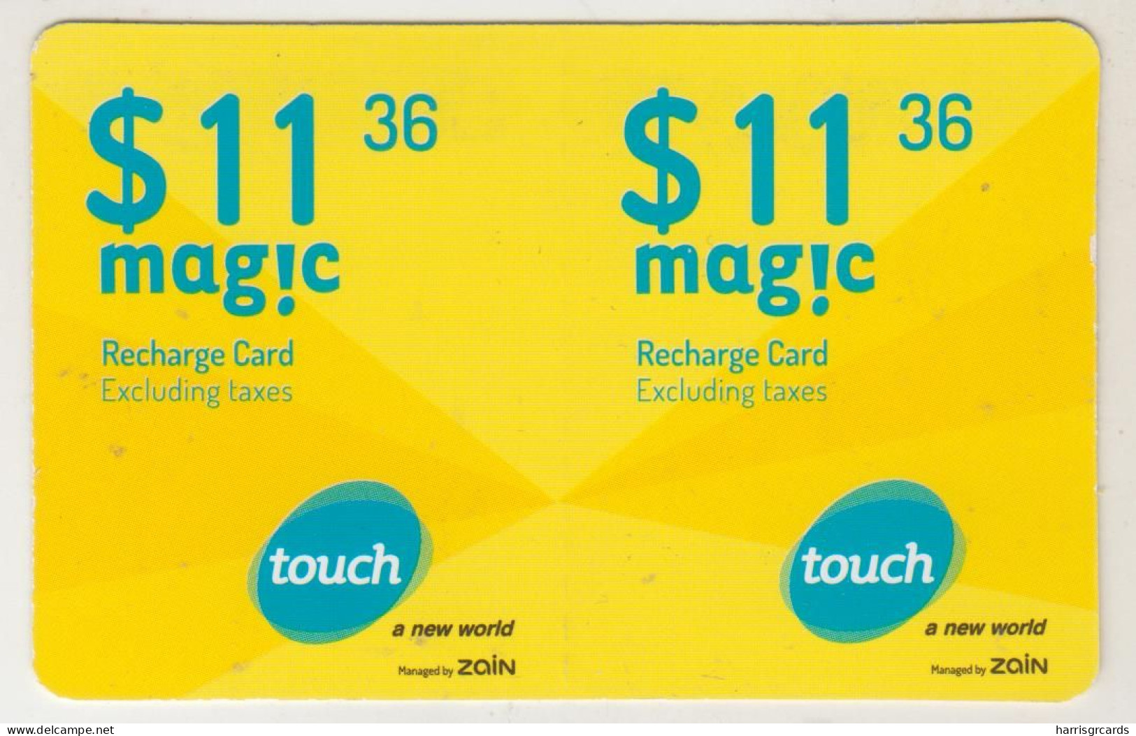 LEBANON - Magic (Half Size X2) , MTC Touch Recharge Card 11.36$, Exp.date 13/03/21, Used - Libano
