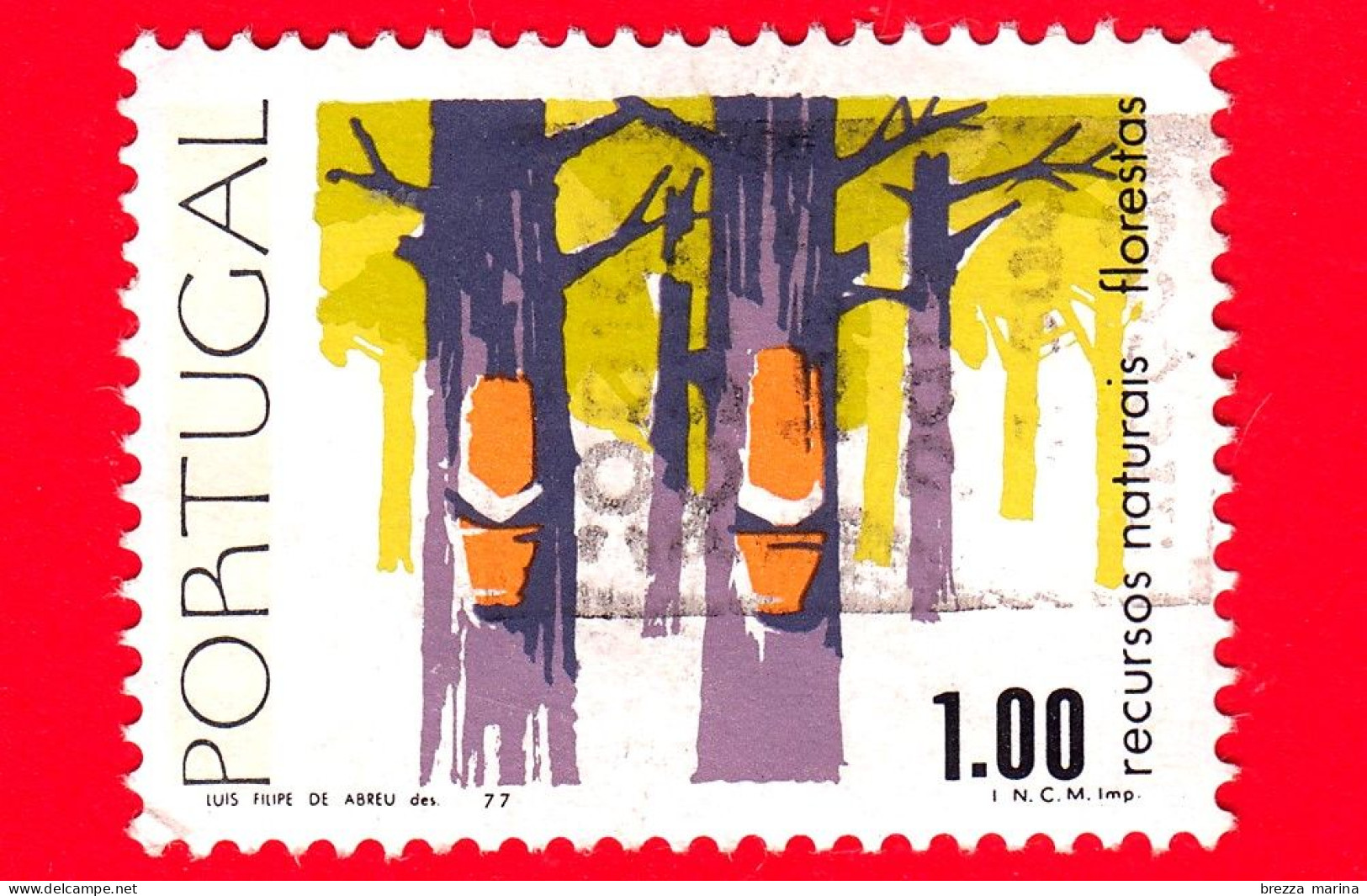 PORTOGALLO - Usato - 1977 - Foreste - Ciclo Delle Risorse Naturali - Alberi Sfruttati Per La Resina - 1.00 - Used Stamps