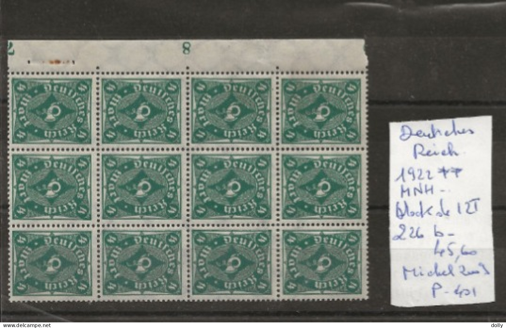 TIMBRE D ALLEMAGNE  DEUTSCHES REICH 1922 NEUF**MNH/  Nr BLOC DE 12 TIMBRES  COTE 45.60 € € - 1922-1923 Lokalausgaben