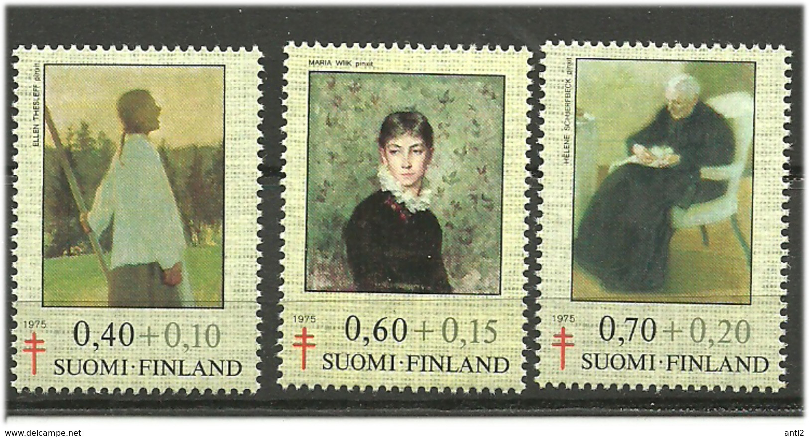 Finland  1975 Tuberculosis Control: Painting. Ellen Theslef, Maria Wiik, Helene Schjerfbeck, Mi 771-773,MNH(**) - Neufs