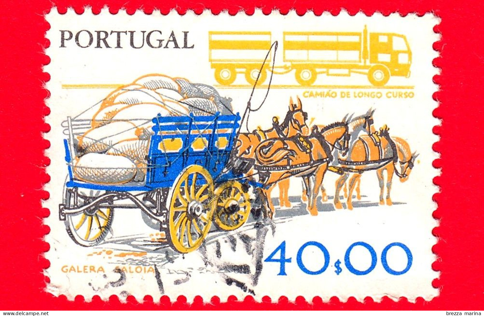 PORTOGALLO - Usato - 1979 - Strumenti Di Lavoro - Carretto - Camion - Peasant Cart And Lorry - 40.00 - Usati