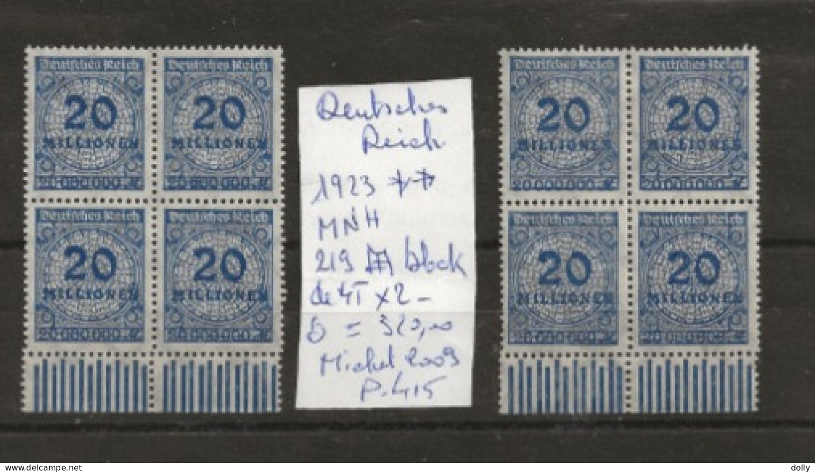 TIMBRE D ALLEMAGNE  DEUTSCHES REICH 1923 NEUF**MNH/  Nr 2 BLOCS  DE 4 TIMBRES  COTE 320.00 € - 1922-1923 Lokale Uitgaves