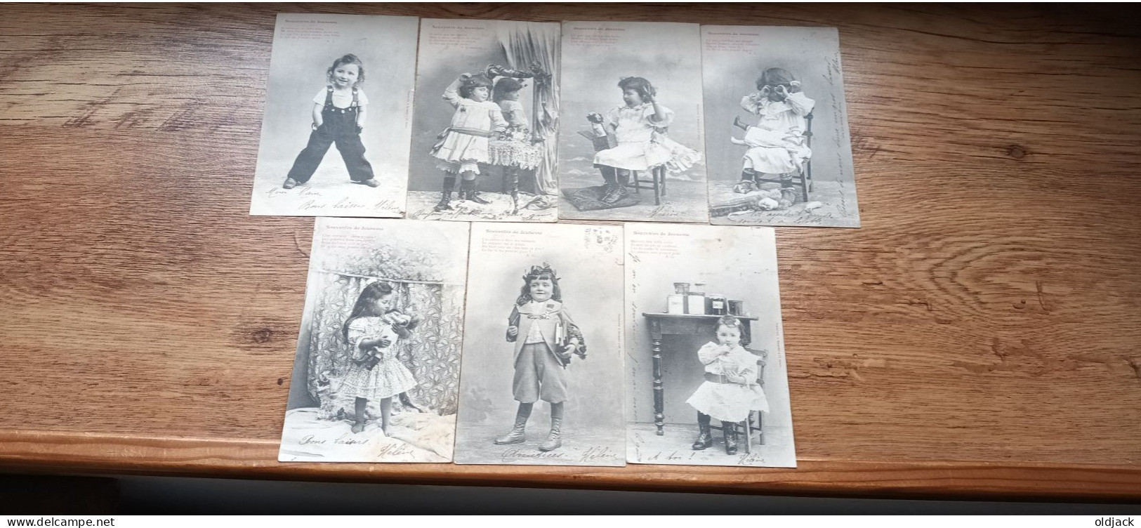 CPA Série " Souvenirs De Jeunesse " 7 Cartes Avec Texte De A.Gaboriaud 1904, Enfants, Mode,poupées...(S-09-24) - Collezioni & Lotti