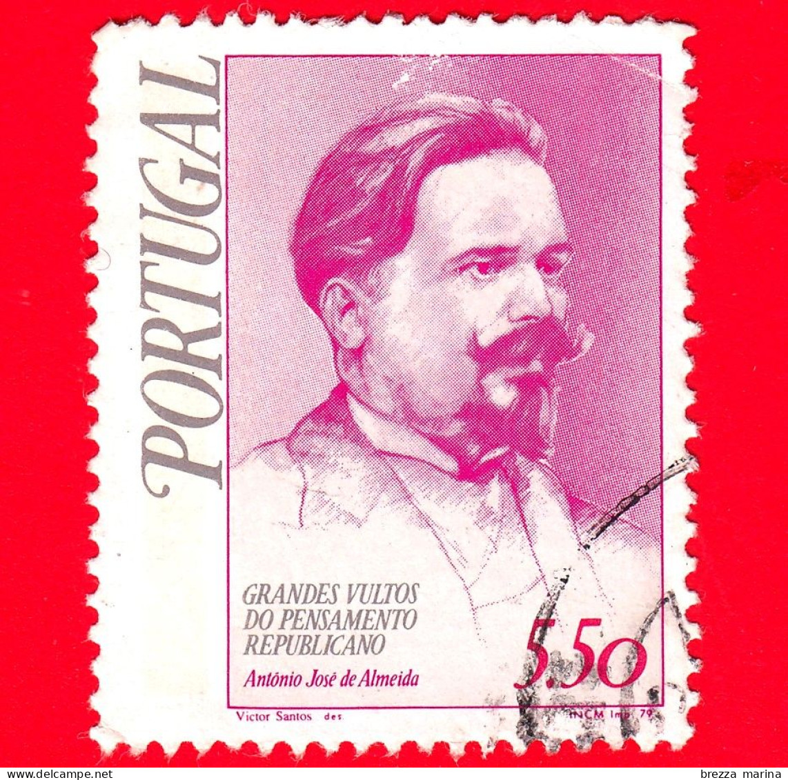 PORTOGALLO - Usato - 1979 - Grandi Figure Del Pensiero Repubblicano - Antonio Jose De Almeida - 5.50 - Oblitérés