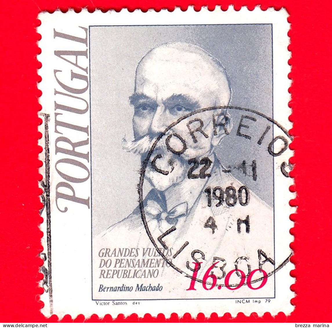 PORTOGALLO - Usato - 1979 - Grandi Figure Del Pensiero Repubblicano - Bernardino Machado - 16.00 - Oblitérés