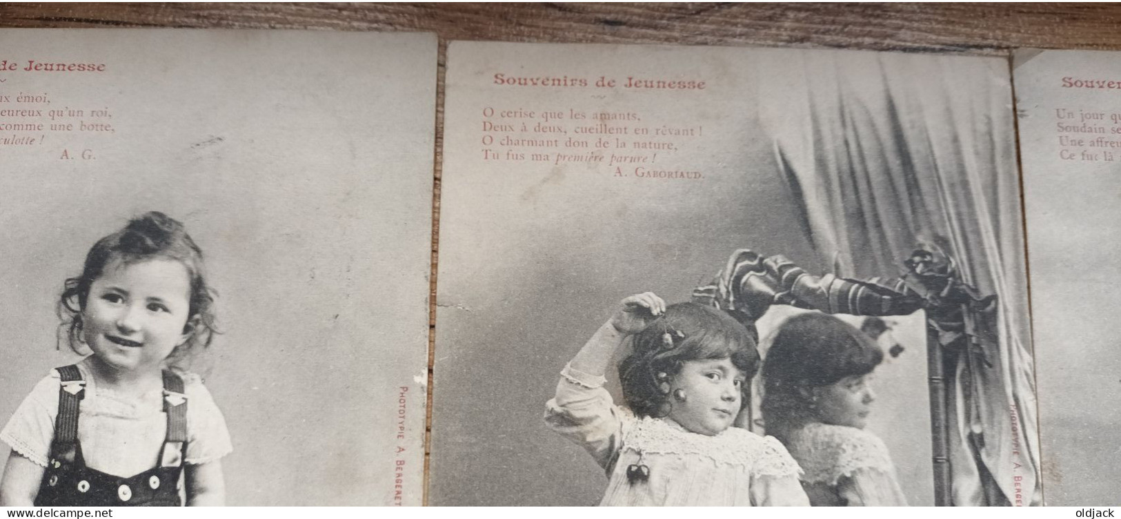 CPA Série " Souvenirs De Jeunesse " 7 Cartes Avec Texte De A.Gaboriaud 1904, Enfants, Mode,poupées...(S-09-24) - Collezioni & Lotti