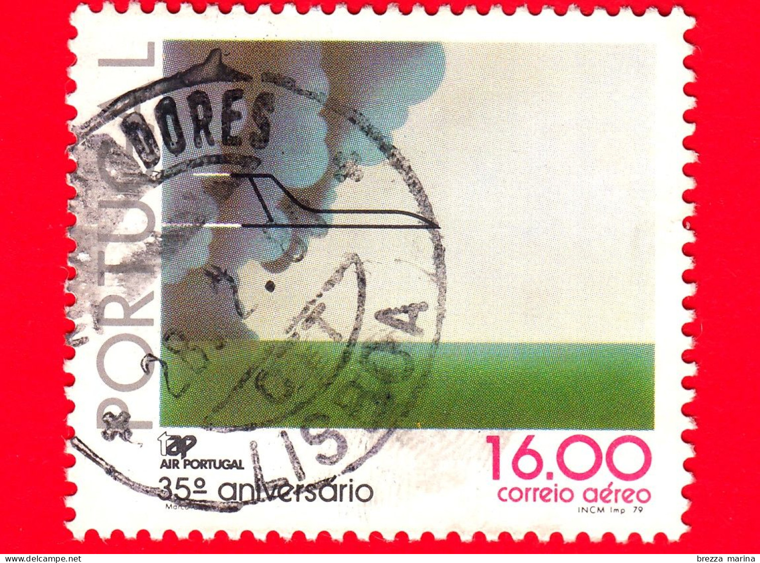 PORTOGALLO - Usato - 1979 - Posta Aerea - 35° Anniversario Della TAP, Compagnia Aerea Del Portogallo - 16.00 - Used Stamps