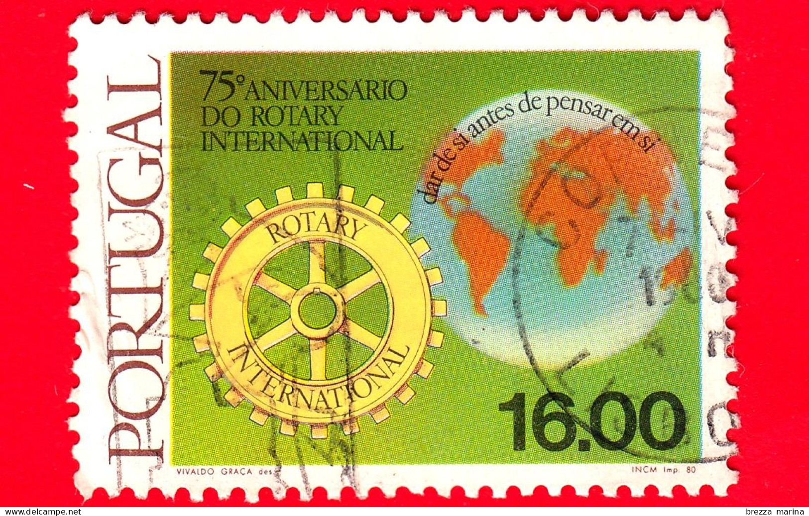 PORTOGALLO - Usato - 1980 - 75° Anniversario Del Rotary Internazionale - Globo (Terra) - 16.00 - Oblitérés