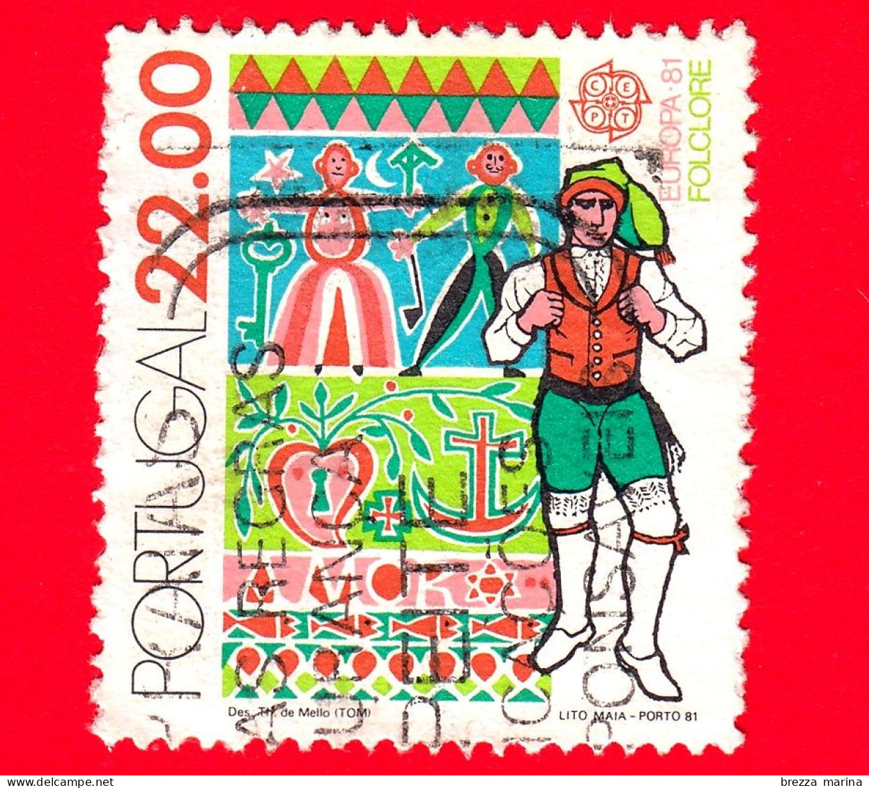 PORTOGALLO - Usato - 1981 - Europa - Folclore  - Fandango  - 22.00 - Used Stamps