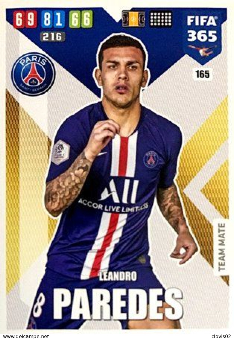 165 Leandro Paredes - Paris Saint-Germain - Carte Panini FIFA 365 2020 Adrenalyn XL Trading Cards - Trading Cards
