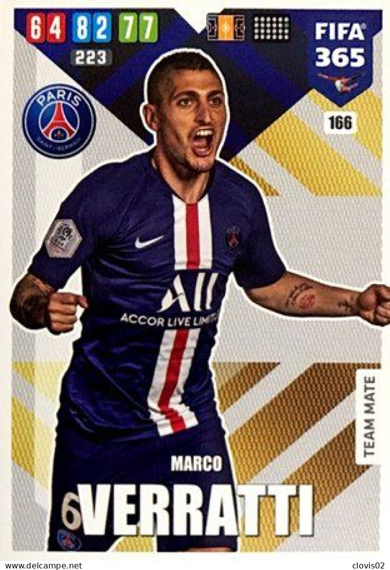 166 Marco Verratti - Paris Saint-Germain - Carte Panini FIFA 365 2020 Adrenalyn XL Trading Cards - Trading Cards