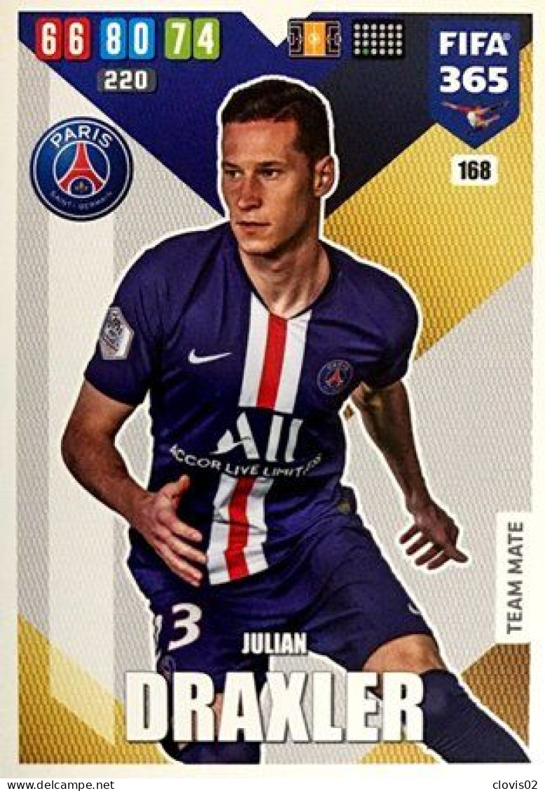 168 Julian Draxler - Paris Saint-Germain - Carte Panini FIFA 365 2020 Adrenalyn XL Trading Cards - Trading Cards