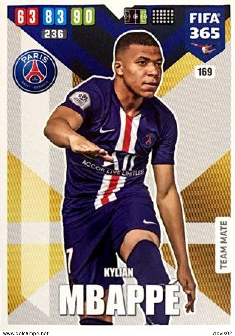 169 Kylian Mbappé - Paris Saint-Germain - Carte Panini FIFA 365 2020 Adrenalyn XL Trading Cards - Trading Cards