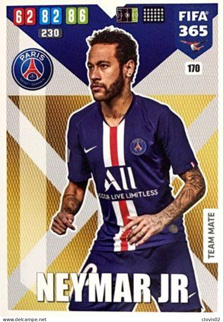 170 Neymar Jr - Paris Saint-Germain - Carte Panini FIFA 365 2020 Adrenalyn XL Trading Cards - Trading Cards