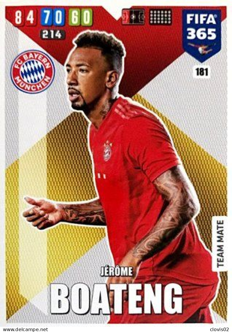 181 Jérôme Boateng - FC Bayern München - Carte Panini FIFA 365 2020 Adrenalyn XL Trading Cards - Trading-Karten