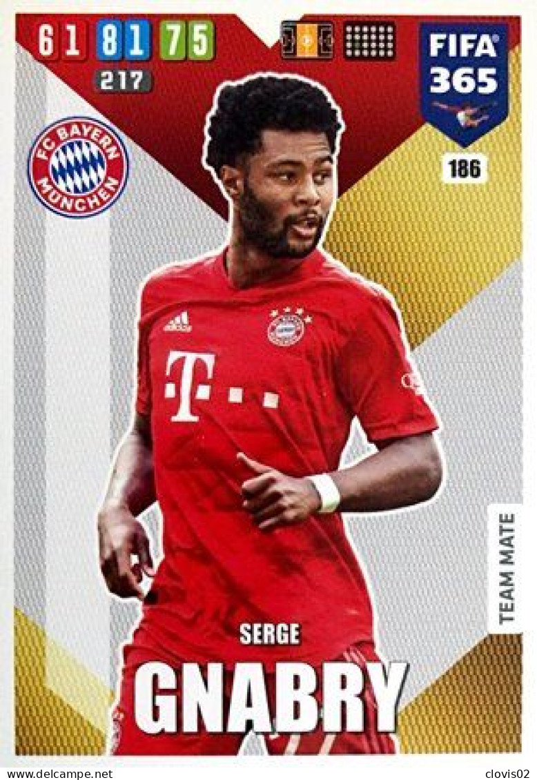 186 Serge Gnabry - FC Bayern München - Carte Panini FIFA 365 2020 Adrenalyn XL Trading Cards - Trading Cards