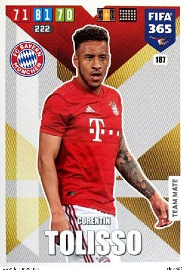 187 Corentin Tolisso - FC Bayern München - Carte Panini FIFA 365 2020 Adrenalyn XL Trading Cards - Trading Cards