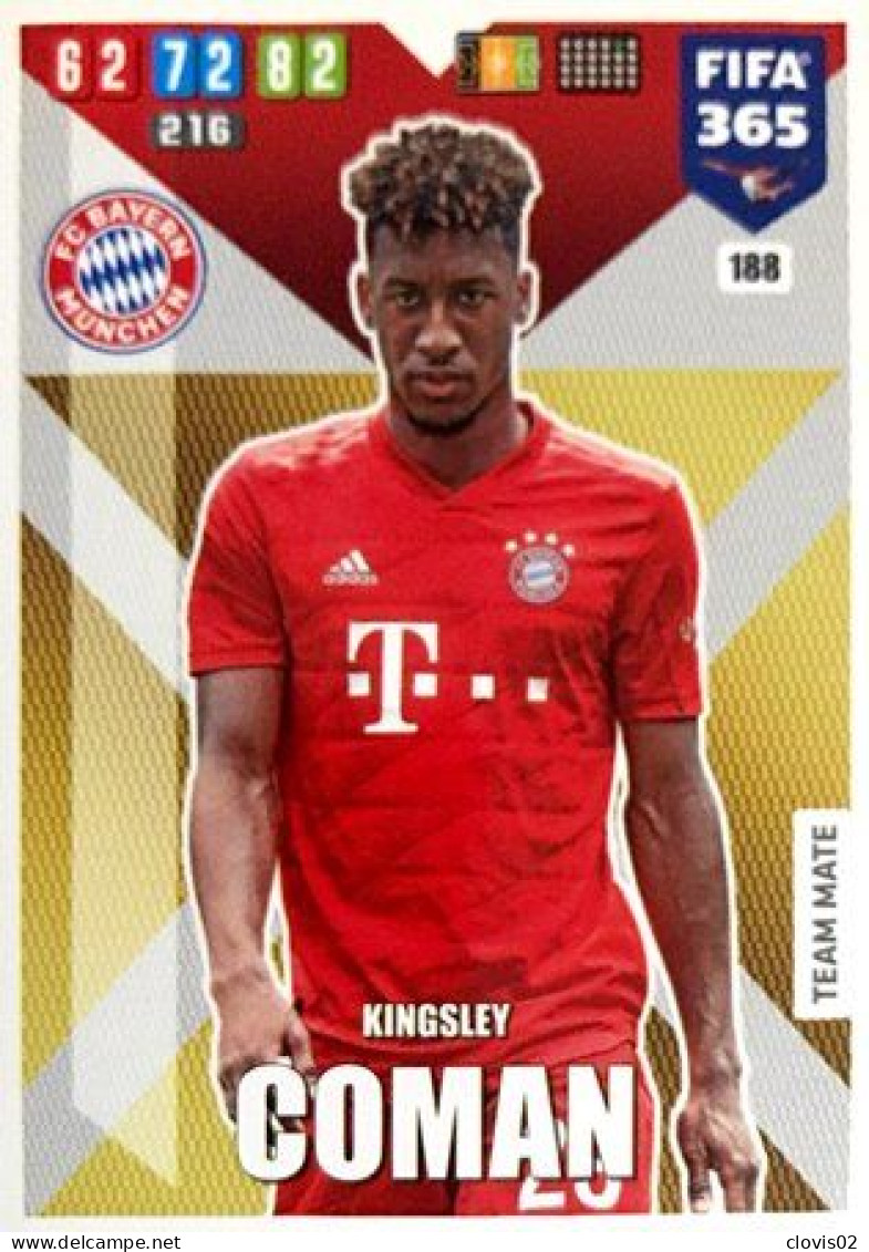 188 Kingsley Coman - FC Bayern München - Carte Panini FIFA 365 2020 Adrenalyn XL Trading Cards - Trading Cards