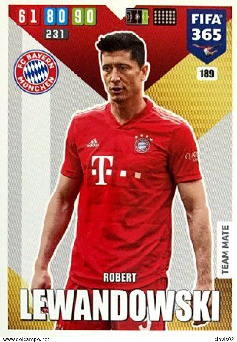 189 Robert Lewandowski - FC Bayern München - Carte Panini FIFA 365 2020 Adrenalyn XL Trading Cards - Trading Cards