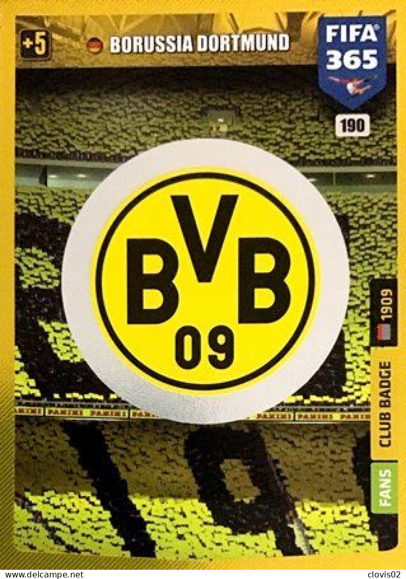 190 Club Badge - Borussia Dortmund - Carte Panini FIFA 365 2020 Adrenalyn XL Trading Cards - Trading Cards