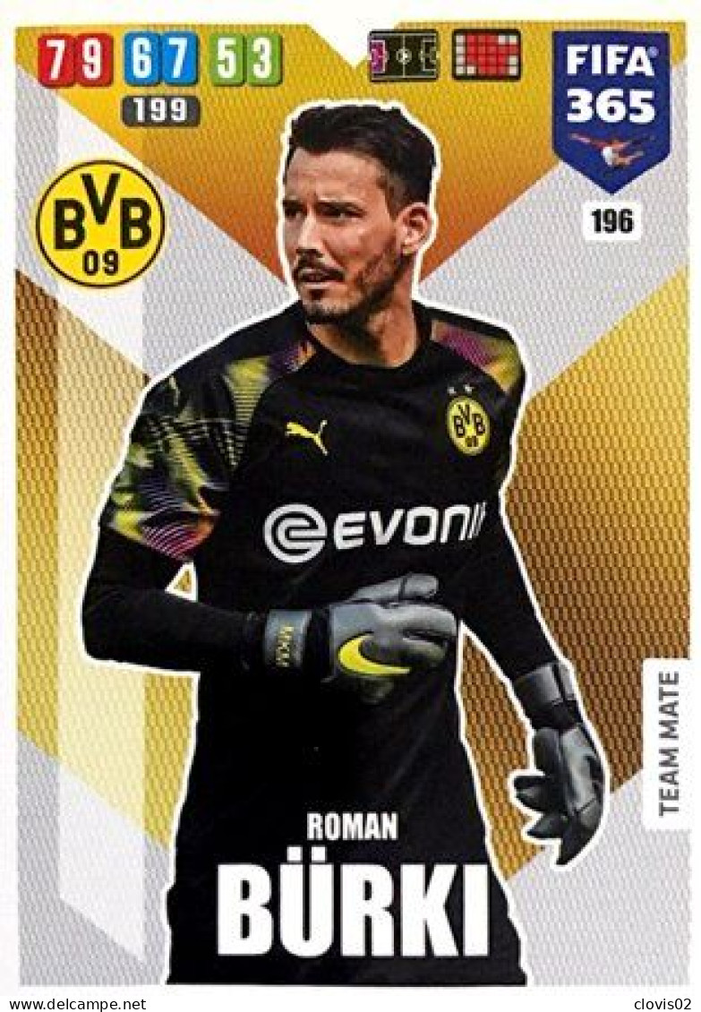 196 Roman Bürki - Borussia Dortmund - Carte Panini FIFA 365 2020 Adrenalyn XL Trading Cards - Trading Cards