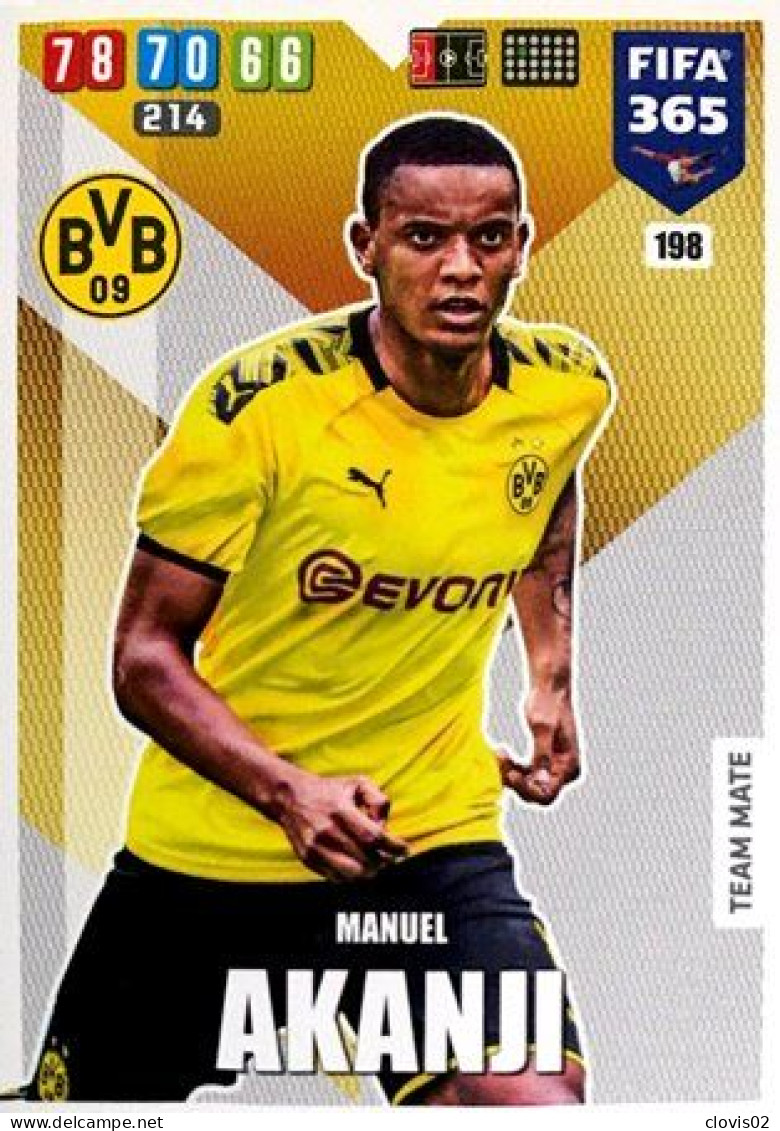 198 Manuel Akanji - Borussia Dortmund - Carte Panini FIFA 365 2020 Adrenalyn XL Trading Cards - Trading Cards