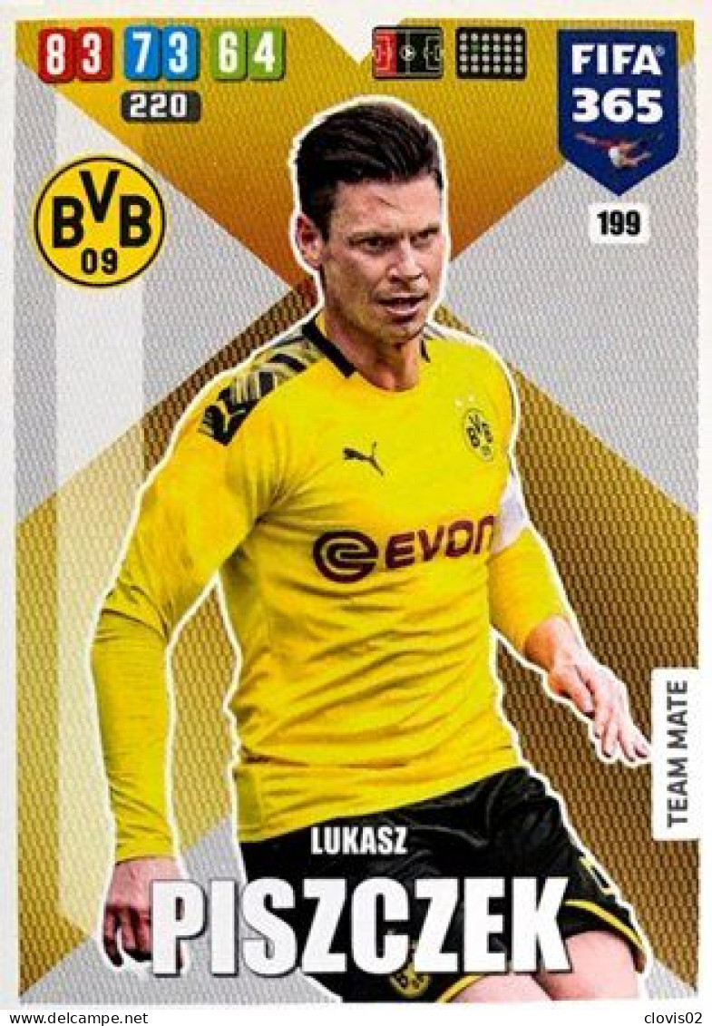 199 Łukasz Piszczek - Borussia Dortmund - Carte Panini FIFA 365 2020 Adrenalyn XL Trading Cards - Trading Cards