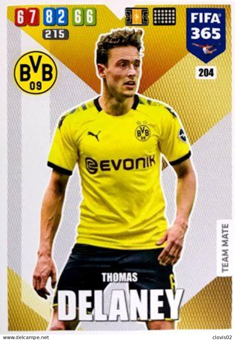 204 Thomas Delaney - Borussia Dortmund - Carte Panini FIFA 365 2020 Adrenalyn XL Trading Cards - Trading Cards