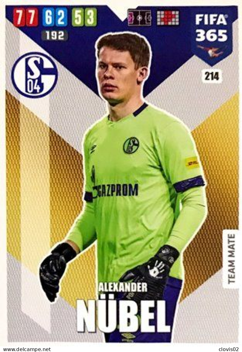 214 Alexander Nübel - FC Schalke 04 - Carte Panini FIFA 365 2020 Adrenalyn XL Trading Cards - Trading Cards