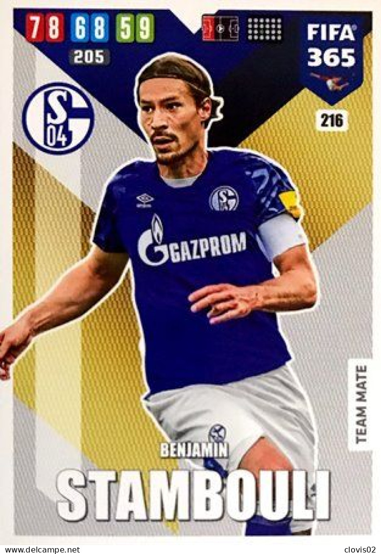 216 Benjamin Stambouli - FC Schalke 04 - Carte Panini FIFA 365 2020 Adrenalyn XL Trading Cards - Trading Cards