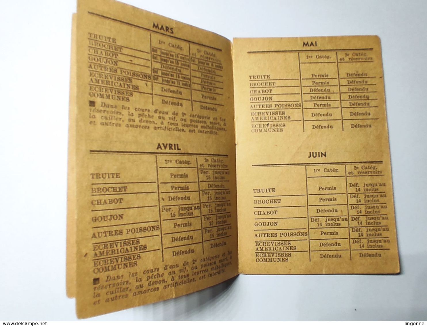 1963 Calendrier De La Pêche En Haute Marne 52 -  Classement Des Cours D'Eau, Poissons. Imp De L'EST CHAUMONT - Small : 1961-70
