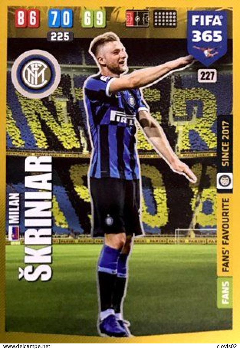 227 Milan Škriniar - FC Internazionale Milano - Carte Panini FIFA 365 2020 Adrenalyn XL Trading Cards - Trading Cards