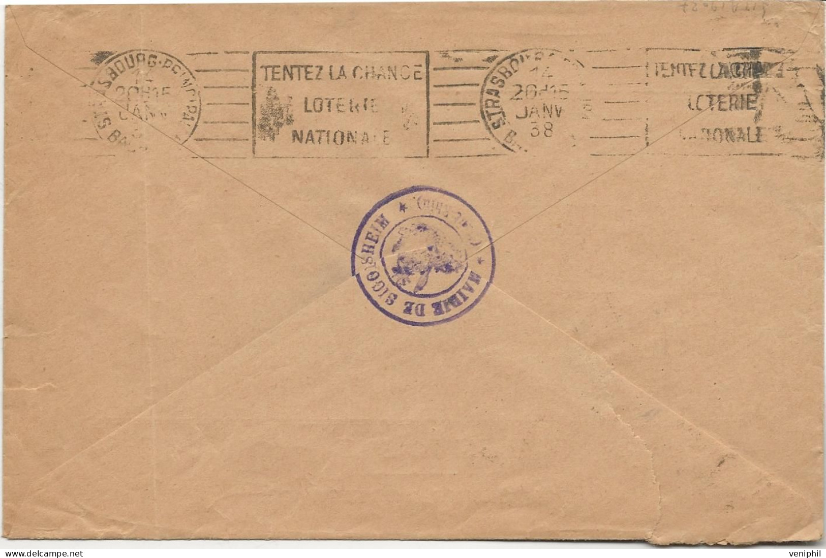 LETTRE ENTETE MAIRIE DE SIGOLSHEIM - OBLITERATION OCTOGONALE 1938 - Mechanical Postmarks (Other)