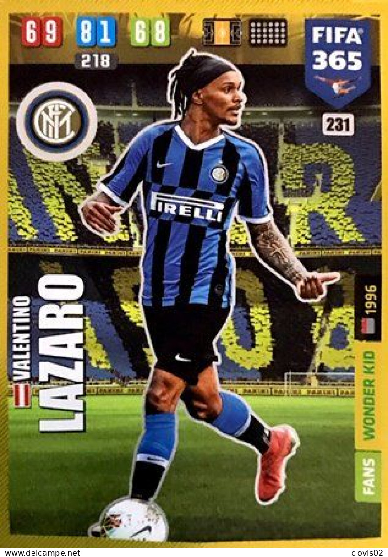 231 Valentino Lazaro - FC Internazionale Milano - Carte Panini FIFA 365 2020 Adrenalyn XL Trading Cards - Trading Cards
