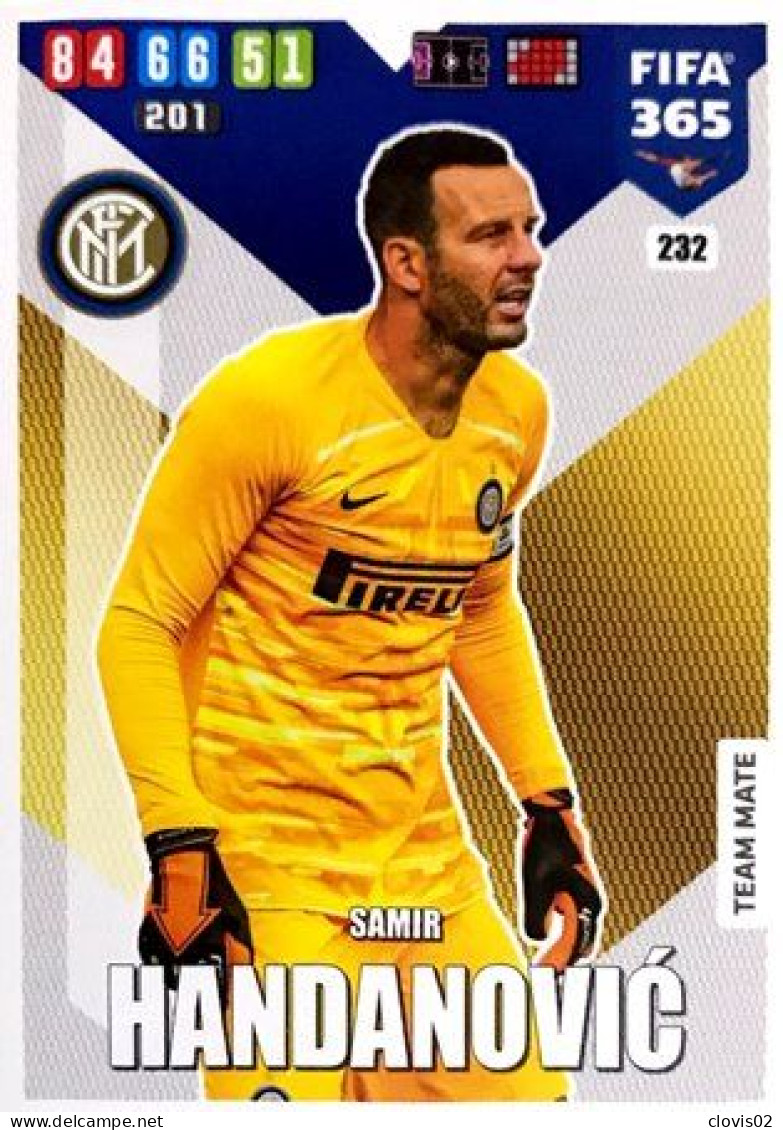232 Samir Handanovic - FC Internazionale Milano - Carte Panini FIFA 365 2020 Adrenalyn XL Trading Cards - Trading Cards