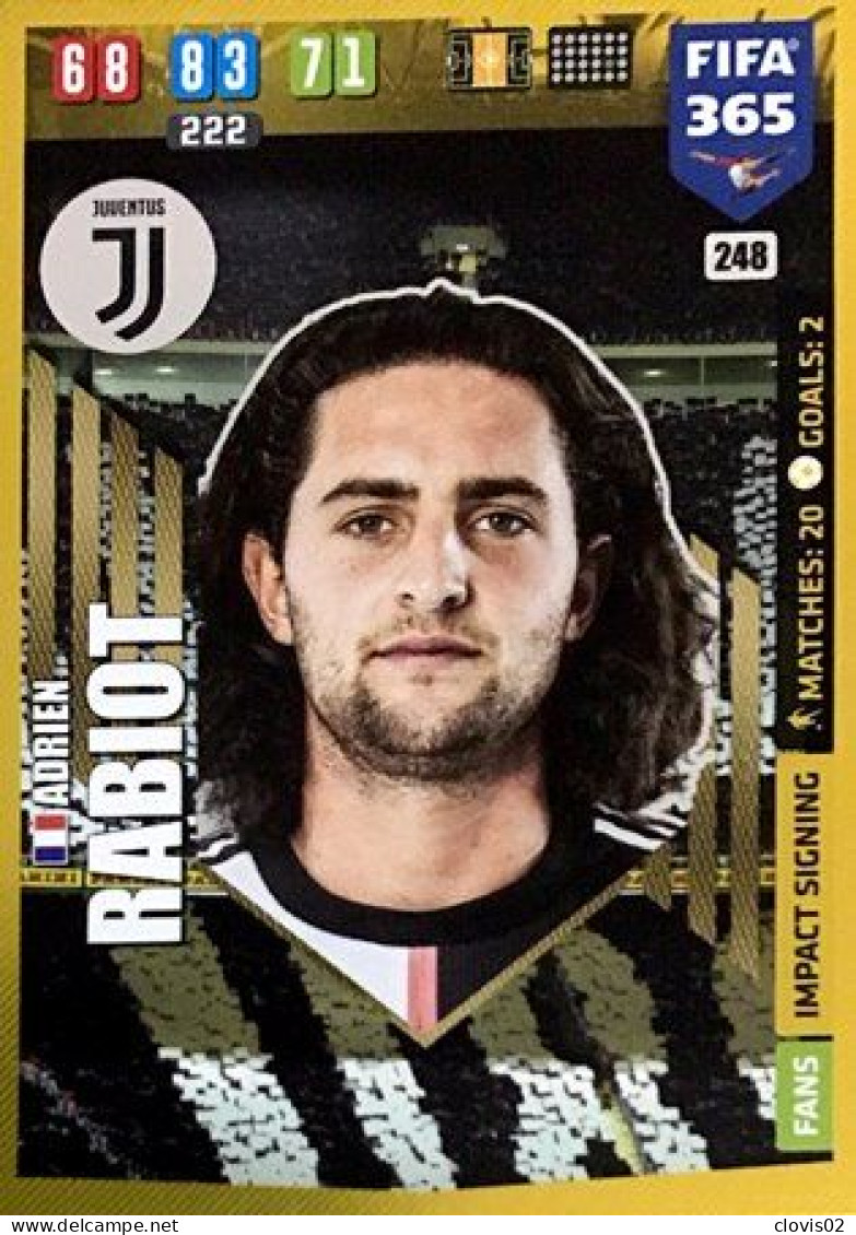 248 Adrien Rabiot - Juventus - Carte Panini FIFA 365 2020 Adrenalyn XL Trading Cards - Trading Cards