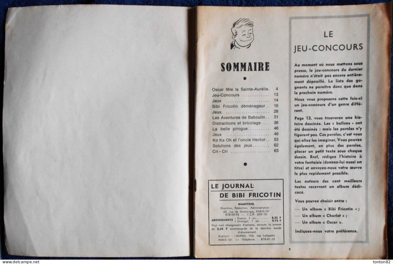Le Journal De Bibi Fricotin - Bimestriel - N° 6 - Sept. Oct. 1965 . - Bibi Fricotin
