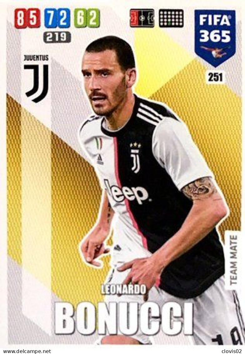 251 Leonardo Bonucci - Juventus - Carte Panini FIFA 365 2020 Adrenalyn XL Trading Cards - Trading Cards